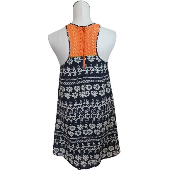 THML Dress Black Floral Orange Back Zip Halter Racer Back Style Womens Small - Picture 13 of 14